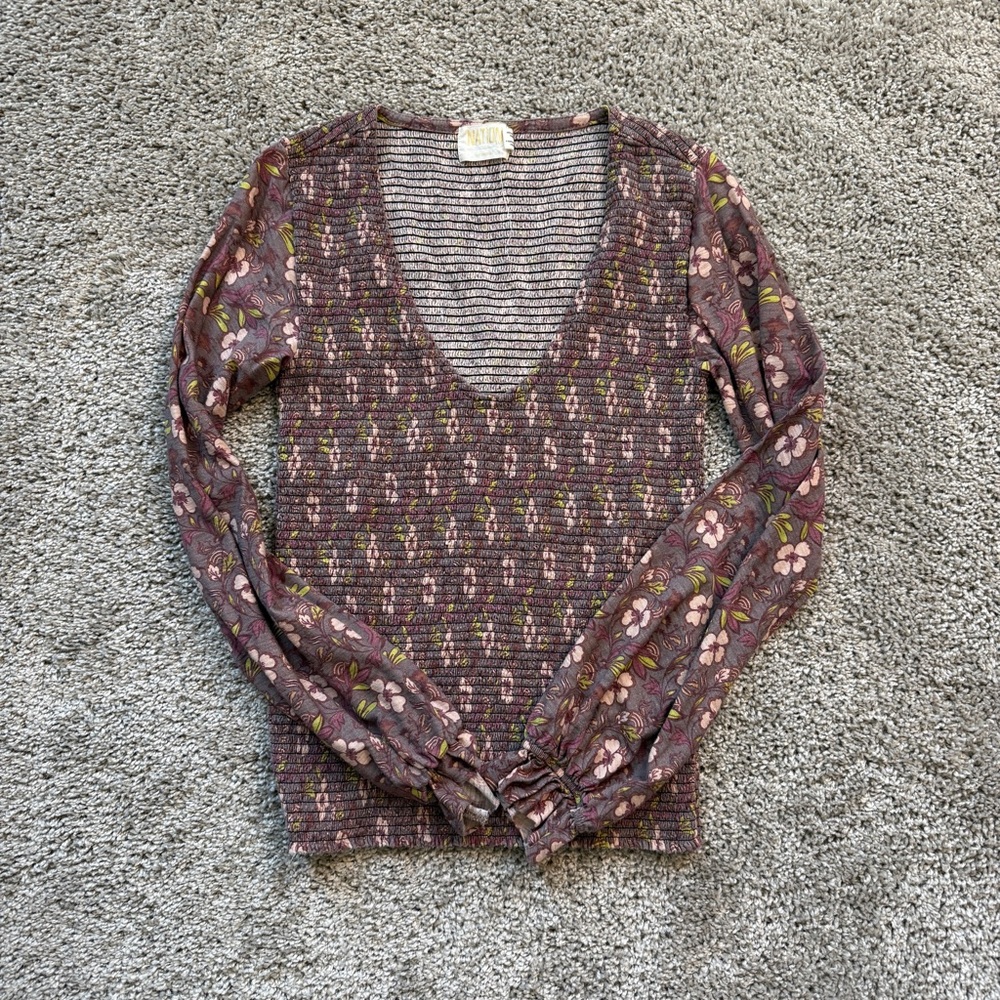 Nation LTD Floral Long Sleeve Top - Purple and Pink